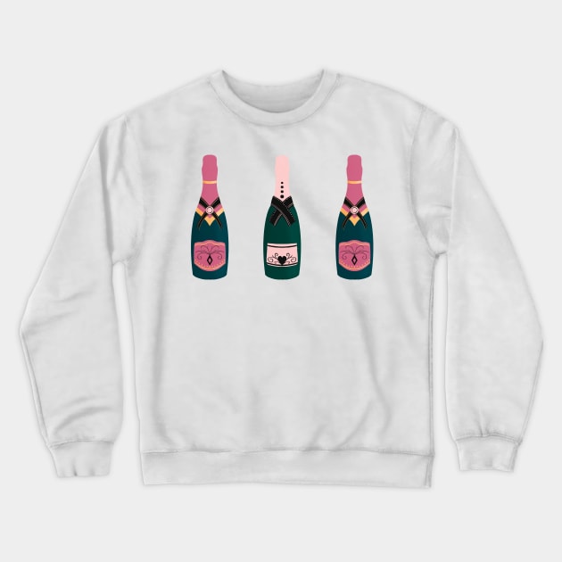 Pink Champagne bottles Crewneck Sweatshirt by Home Cyn Home 